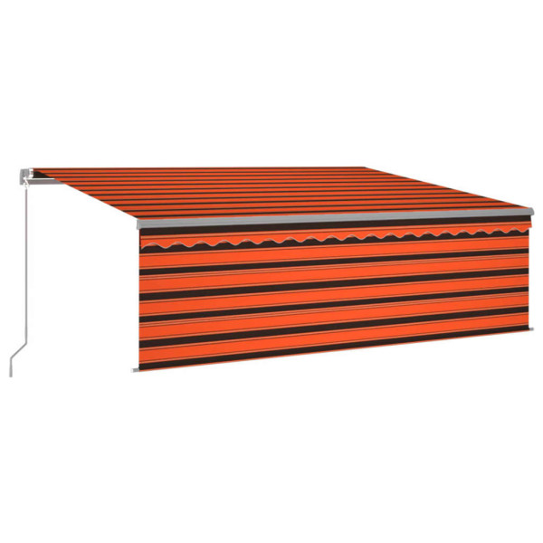 Toldo retrátil manual com estore/LED 4.5x3 m laranja/castanho M 2