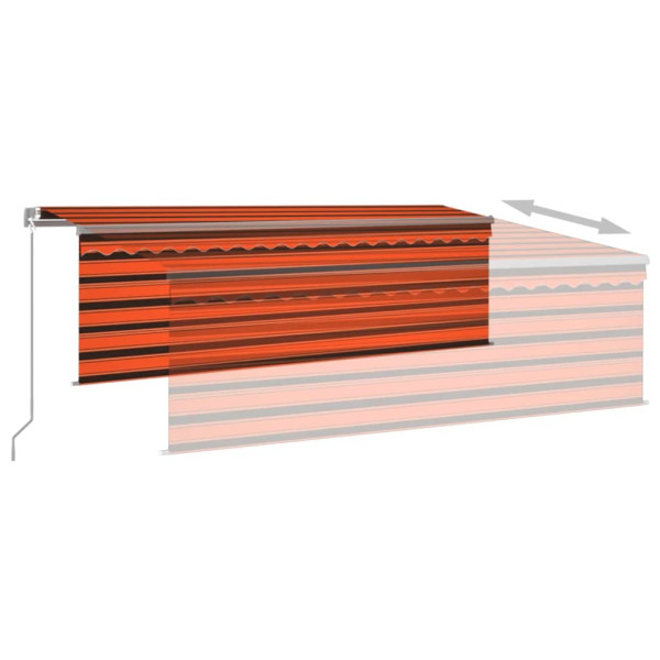 Toldo retráctil manual con persiana y LED naranja/marrón 4.5x3m M 4