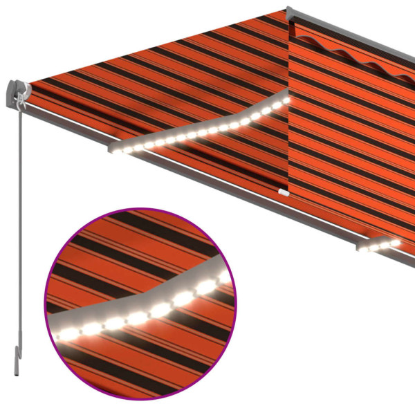 Toldo retráctil manual con persiana y LED naranja/marrón 4.5x3m M 5