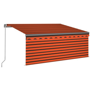 Toldo retráctil manual persiana y LED naranja/marrón 3.5x2.5 m H