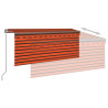Toldo retráctil manual con persiana y LED naranja/marrón 3x2.5m 4