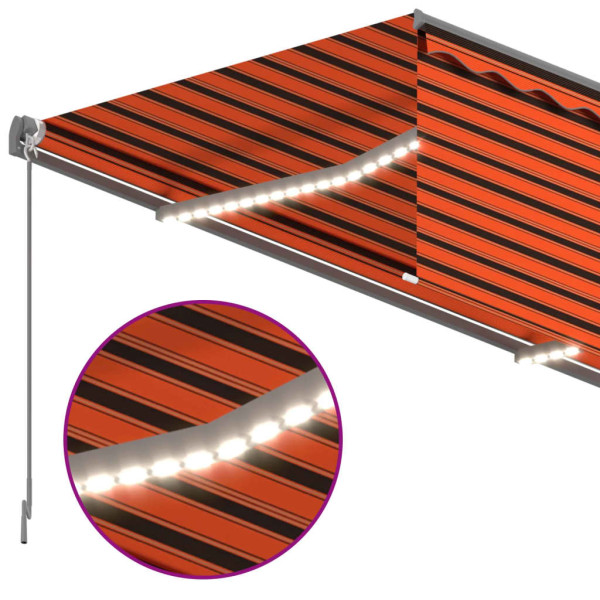 Toldo retráctil manual con persiana y LED naranja/marrón 3x2.5m M 5
