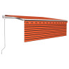 Toldo retráctil automático con persiana naranja/marrón 4.5x3 m 2