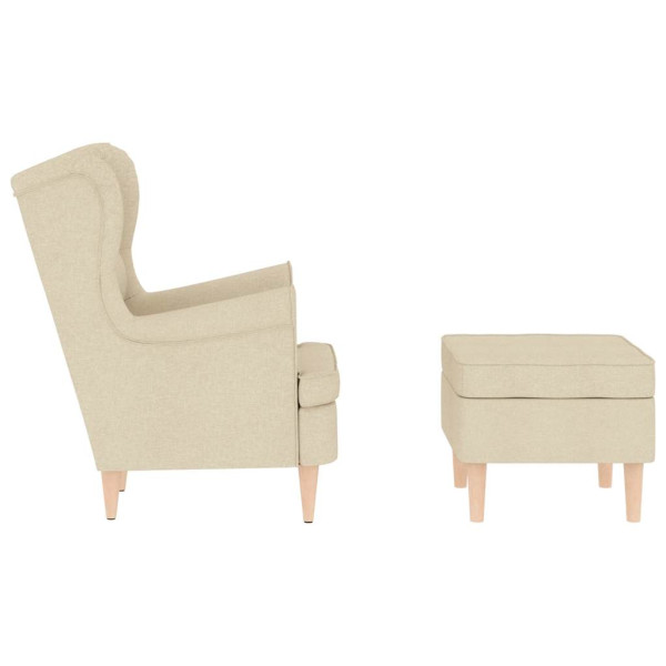 Sillón con taburete reposapiés de tela crema M 5