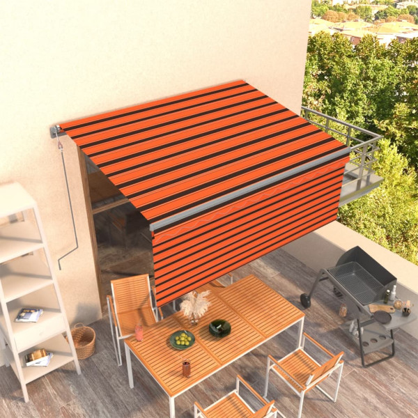 Toldo retráctil automático con persiana naranja/marrón 3.5x2.5m D