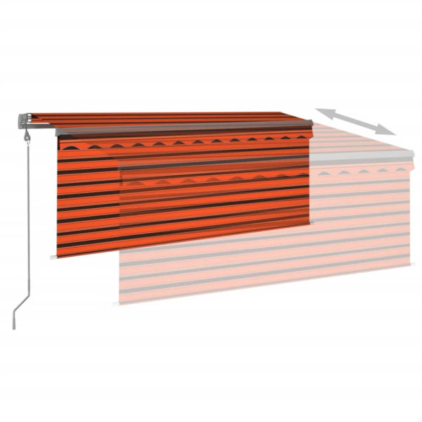 Toldo retrátil automático com estore 3.5x2.5 m laranja/castanho M 4