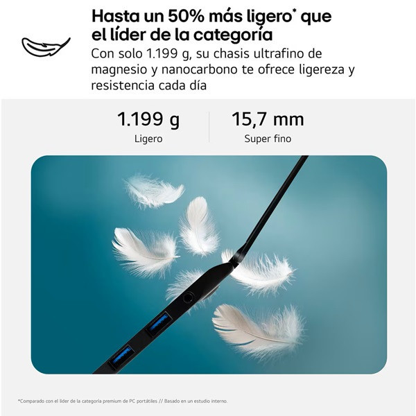 Portátil lg gram 16z90t-g.ad8bb intel core ultra 7-255h/ 32gb/ 2tb ssd/ 16'/ win11 M 4