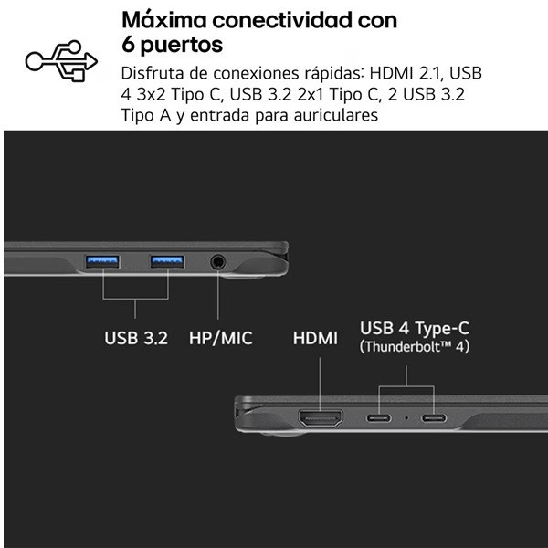 LG GRAM 16" Intel Core Ultra 7 32GB RAM 2TB 16Z90T-G.AD8BB negro M 8