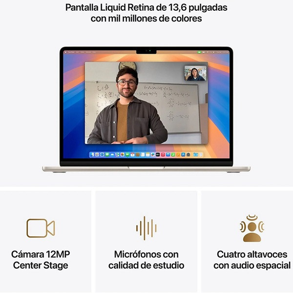 APPLE MACBOOK AIR 13.6" 2025 M4 24GB RAM 512GB blanco estrella M 7