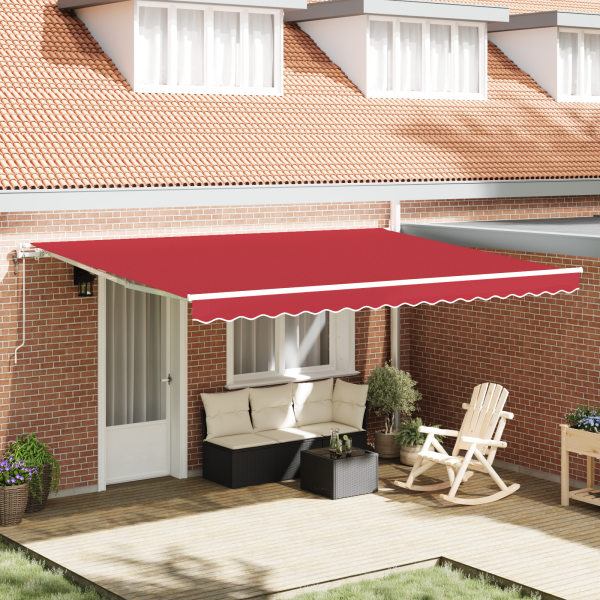 Toldo Retráctil Automático Rojo 450x350 cm. Tela de Repuesto para Toldo  para Marco de 4.5x3.5 m Rojo D