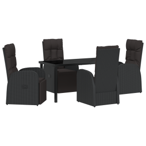 Cadeiras de Jardim Reclináveis 5 pcs Preto 140 x 70 x 73 cm H