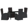 Cadeiras de Jardim Reclináveis 5 pcs Preto 140 x 70 x 73 cm 2