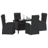 Set de 5 piezas de comedor de jardín con cojines - Ratán polipropileno negro 3