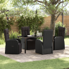 Cadeiras de Jardim Reclináveis 5 pcs Preto 160 x 80 x 73 cm 1