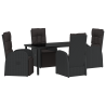 Cadeiras de Jardim Reclináveis 5 pcs Preto 160 x 80 x 73 cm 2