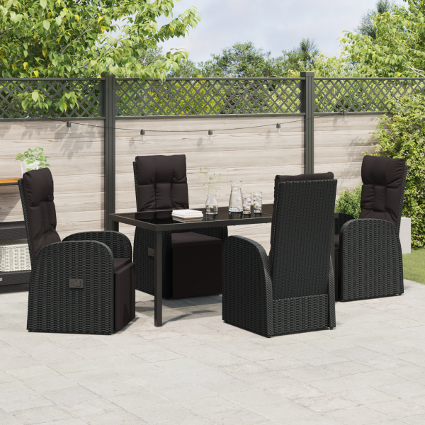 Cadeiras de Jardim Reclináveis 5 pcs Preto 160 x 80 x 73 cm M 4