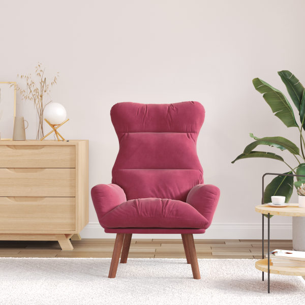 Sillón Relajante de Terciopelo Rojo Vino M 3