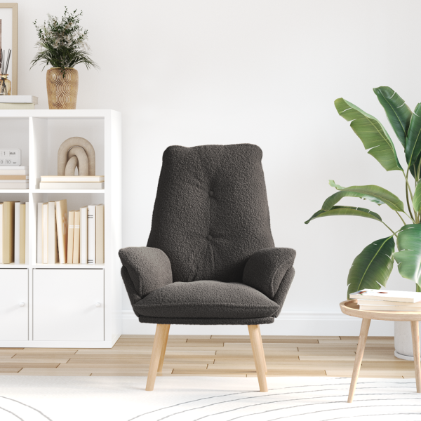 Sillón Relajante Gris Oscuro de Tela Parecida a Lana M 3