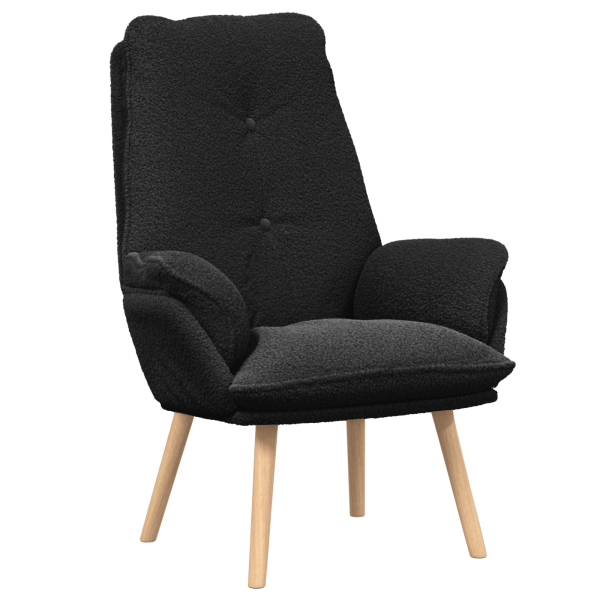 Sillón relajante de tela de lana curly negra M 2