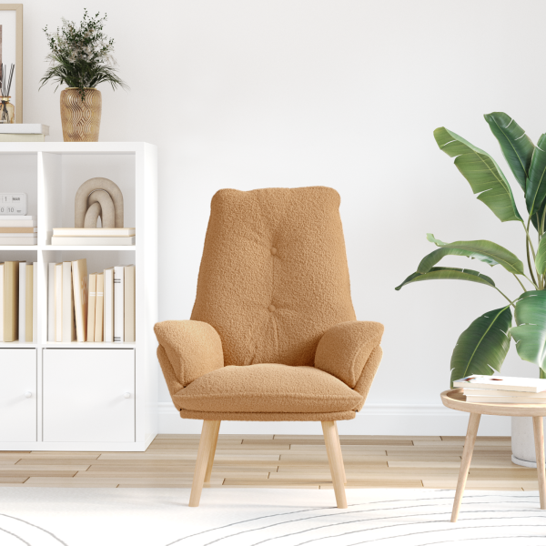 Sillón Relajante Beige de Tela Similar a la Lana Rizada M 3