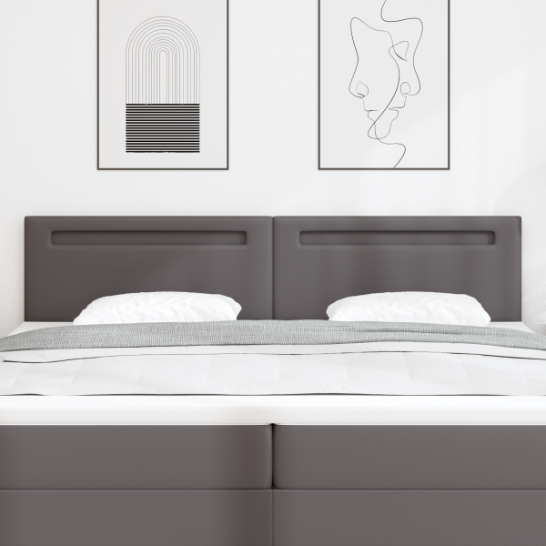 Cabeceira  Design Simples Cinza 200 cm em Couro Sintético M 3