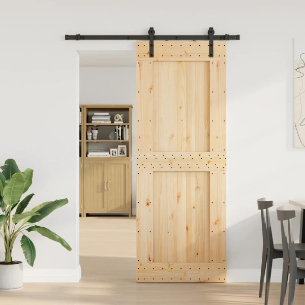 Puerta corredera con herrajes madera maciza de pino 85x210 cm M 2