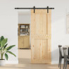 Puerta corredera con herrajes madera maciza de pino 85x210 cm 2