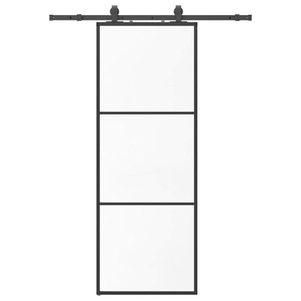 Puerta corredera con juego herrajes negro 76x205 cm ESG vidrio M 2