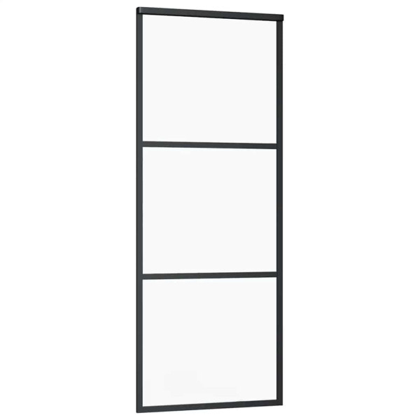 Puerta corredera con juego herrajes negro 76x205 cm ESG vidrio M 5