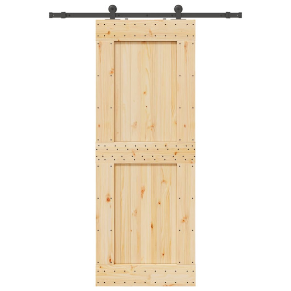 Puerta corredera con herrajes madera maciza de pino 85x210 cm D