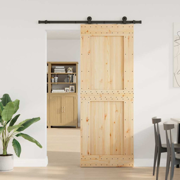 Puerta corredera con herrajes madera maciza de pino 85x210 cm M 2
