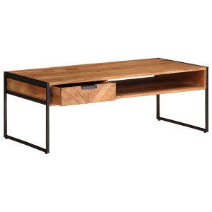 Mesa de centro madera maciza acacia 110x55x40 cm H