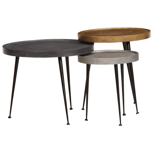 Mesas de centro 3 uds madera contrachapada multicolor D