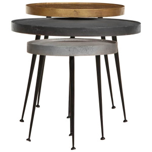 Mesas de centro 3 uds madera contrachapada multicolor H