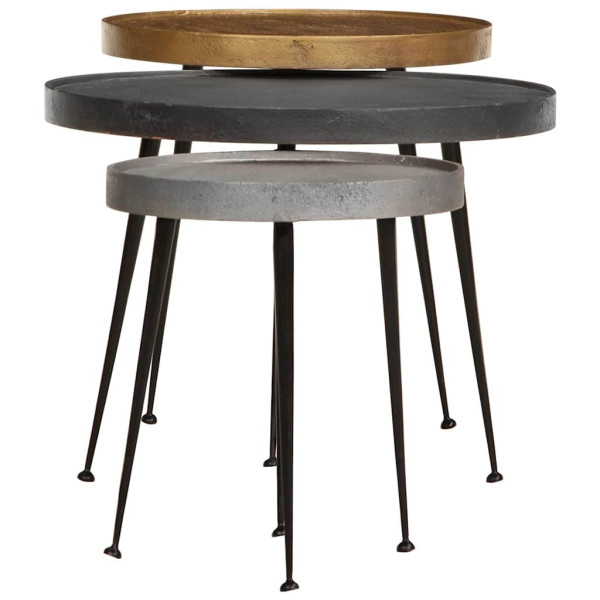 Mesas de centro 3 pcs derivados de madeira multicor M 2