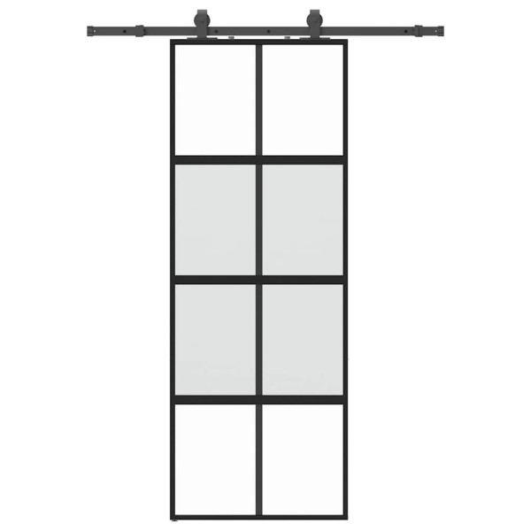 Puerta corredera con herrajes negro 76x205 cm vidrio templado M 2