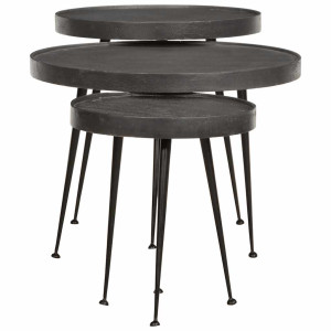 Mesas de centro 3 pcs derivados de madeira preto H