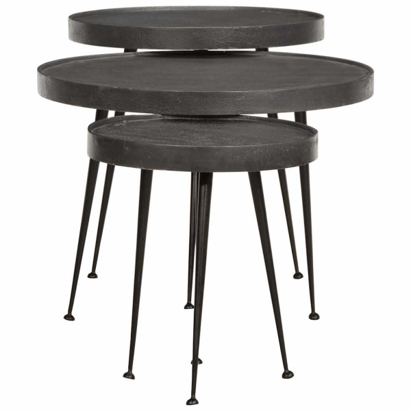 Mesas de centro 3 pcs derivados de madeira preto M 2