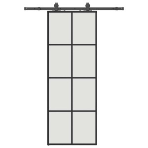 Puerta corredera con juego herrajes negro 76x205 cm ESG vidrio H