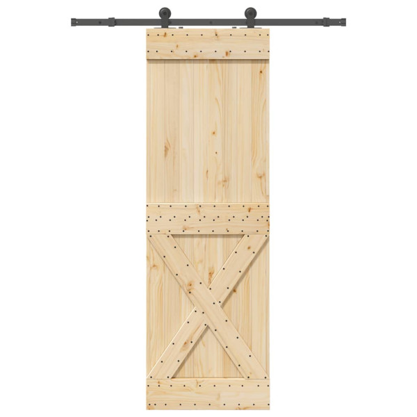 Puerta corredera con herrajes madera maciza de pino 70x210 cm D