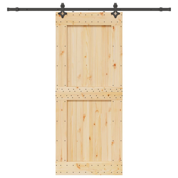 Puerta corredera con herrajes madera maciza de pino 95x210 cm D