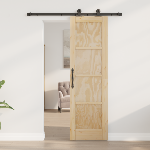 Puerta Corredera  + Juego de Accesorios 'ORKDAL'de Madera Maciza de Pino. Puerta Interior  'ORKDAL'61x198.5 cm de Madera Maciza  M 3