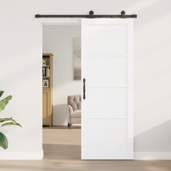 Puerta Corredera  con Juego de Hardware 'ORKDAL'Blanca de Madera Maciza de Pino. Puerta Interior 'ORKDAL'Blanca 78x211x4 cm de M M 3