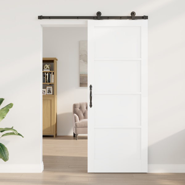 Porta Deslizante com Conjunto de Ferragens 'ORKDAL'Madeira Sólida Branca M 3