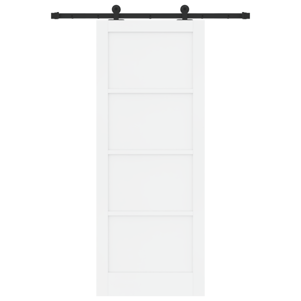 Porta Deslizante com Conjunto de Ferragens 'ORKDAL'Madeira Sólida Branca M 4