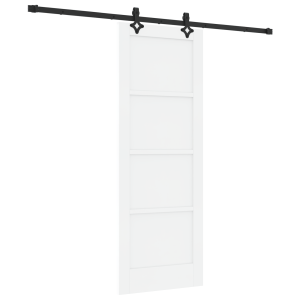 Puerta Corredera con Juego de Accesorios 'ORKDAL'Blanca de Madera Sólida de Pino H