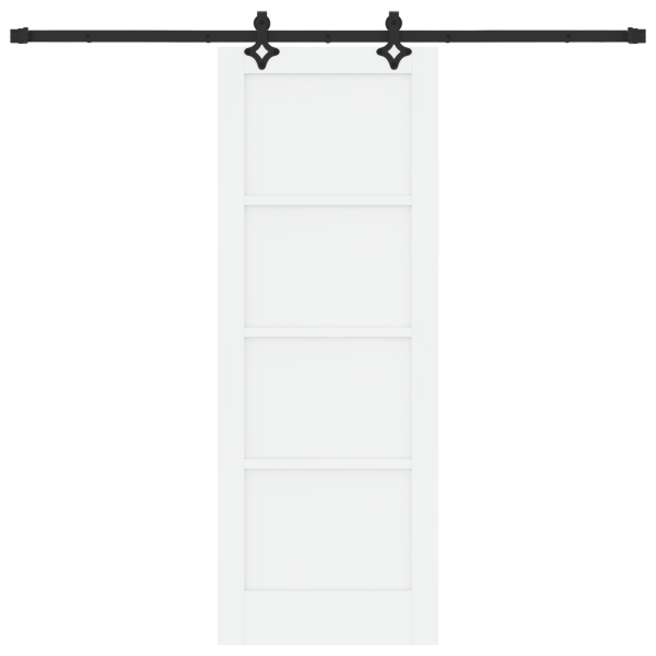 Puerta Corredera con Juego de Accesorios 'ORKDAL'Blanca de Madera Sólida de Pino M 4