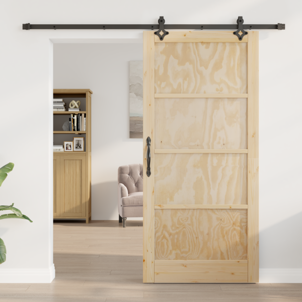 Puerta Corredera  con Juego de Herrajes 'ORKDAL'de Madera Maciza de Pino. Puerta Interior M 3