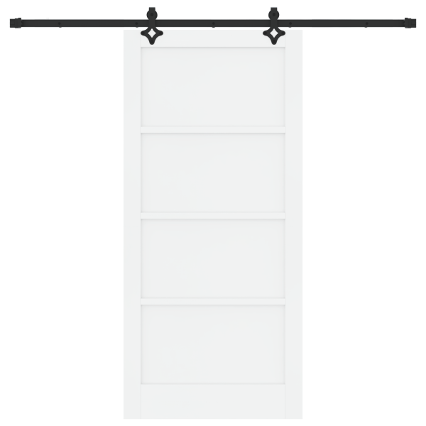 Porta Deslizante com Conjunto de Ferragens 'ORKDAL'Branca de Madeira Sólida de Pinho M 4