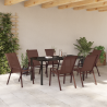 Conjunto de Jantar de Jardim 7 Peças Castanho em Textilene e Aço 4